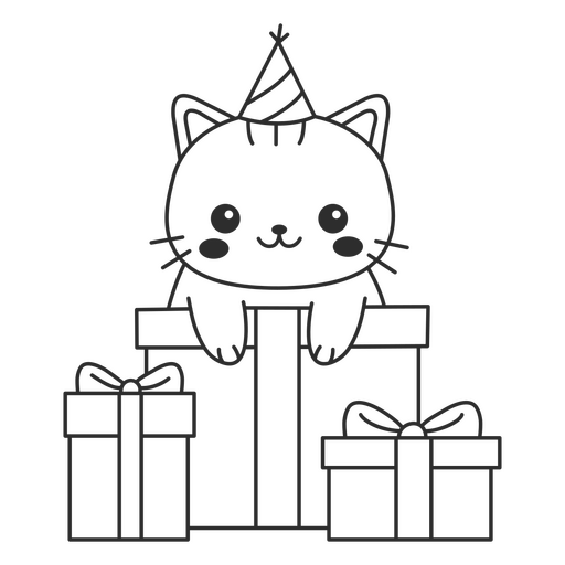 Presentes de aniversário cheios de gato Desenho PNG