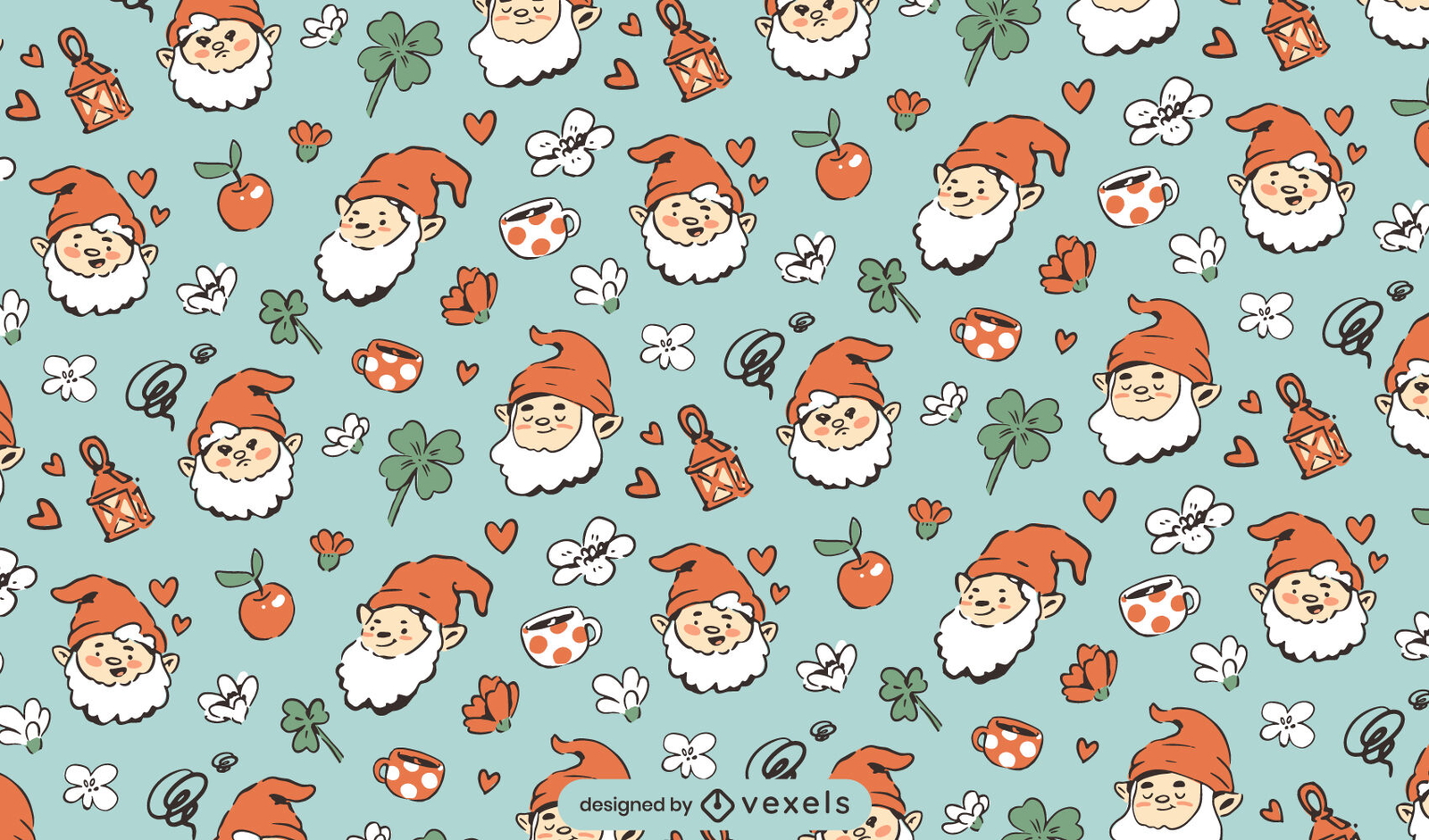 Design de padrão de gnomos de natal fofos