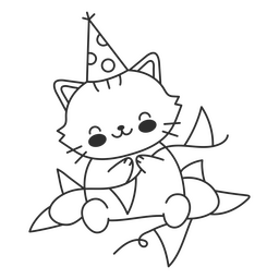 Deco de gato de derrame cheio de aniversário Desenho PNG