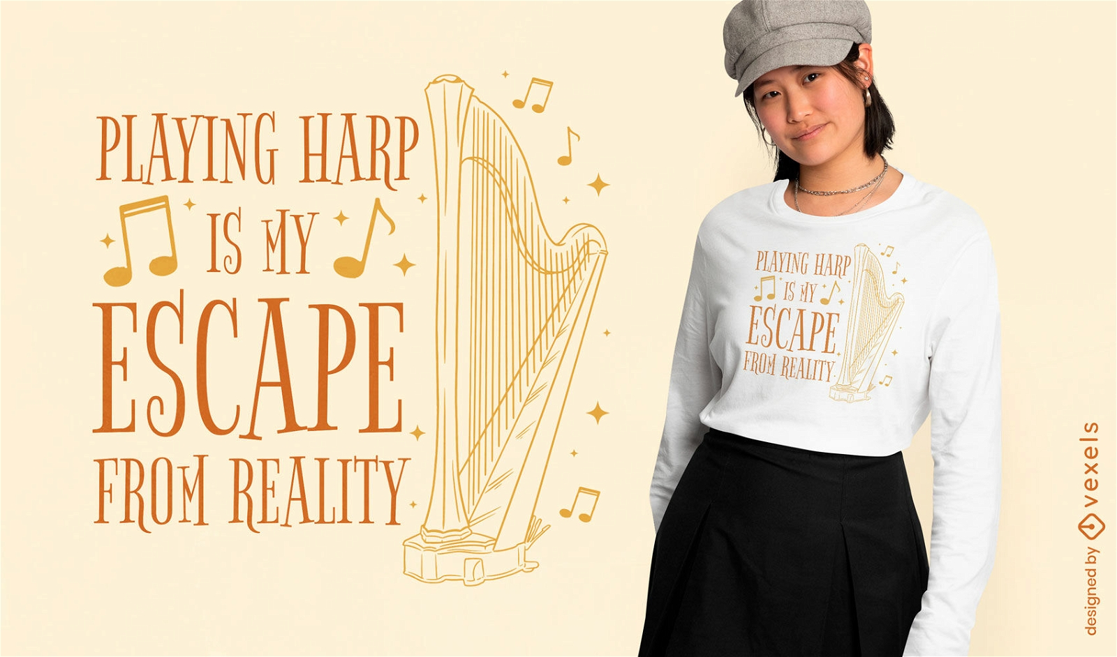 Playing harp quote t-shirt design