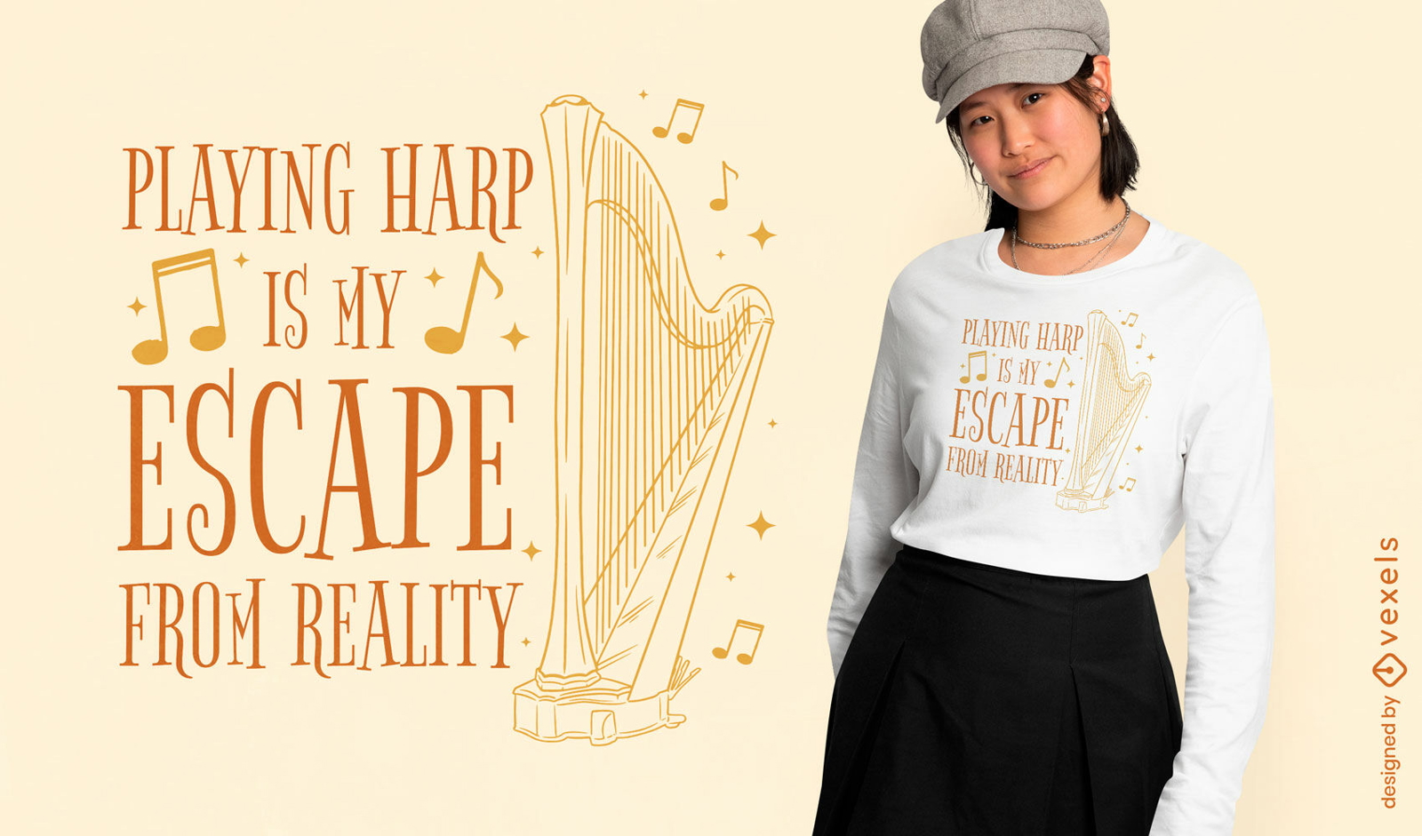 Tocando design de camiseta com cita??o de harpa