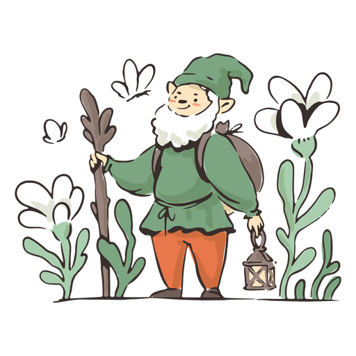 Gnome walking by the forest PNG Design