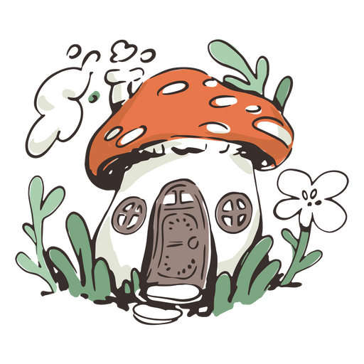 Gnome's mushroom house PNG Design