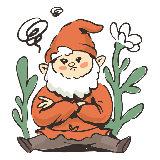 Angry gnome sitting in the woods PNG Design