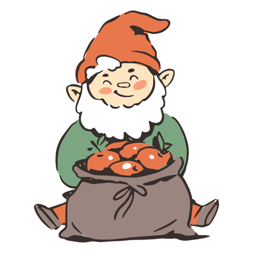 Gnome with a fruit sack PNG Design