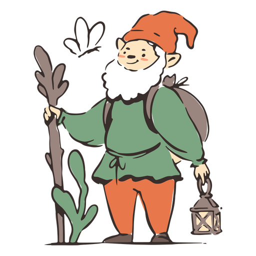 Cute gnome in outdoors PNG Design