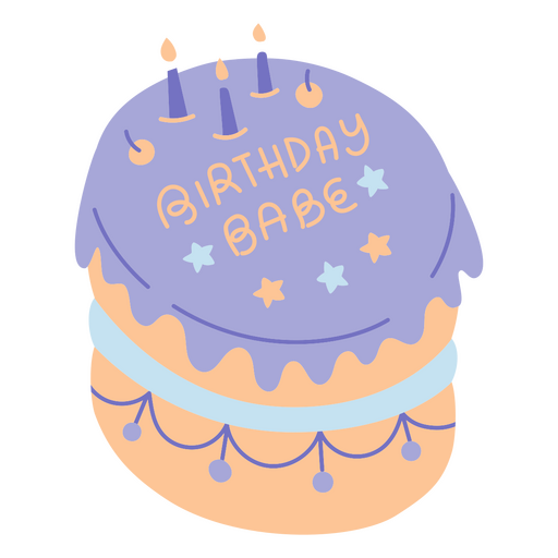 Cake flat birthday babe PNG Design