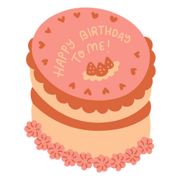 Happy birthday flat strawberry cake PNG Design