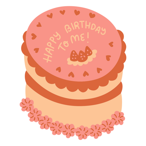 Tarta plana de fresa feliz cumpleaños Diseño PNG