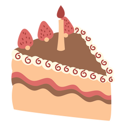 Pedaço de bolo plano de morango Desenho PNG