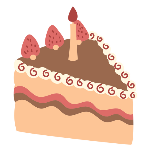 Erdbeer flaches Stück Kuchen PNG-Design