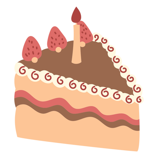 Strawberry flat piece of cake PNG Design