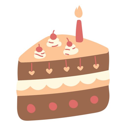 Cherry flat piece of cake PNG Design