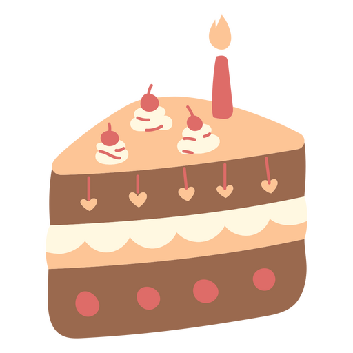 Kirschflaches Stück Kuchen PNG-Design