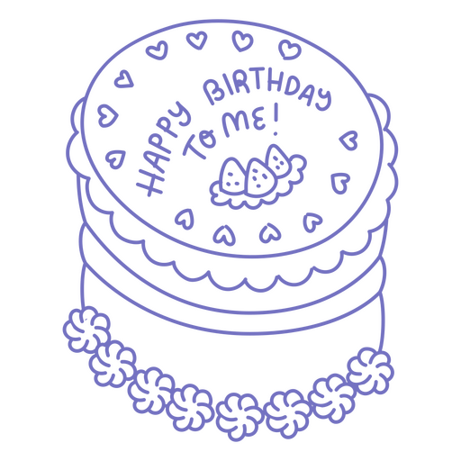 Feliz cumpleaños trazo pastel de fresa Diseño PNG
