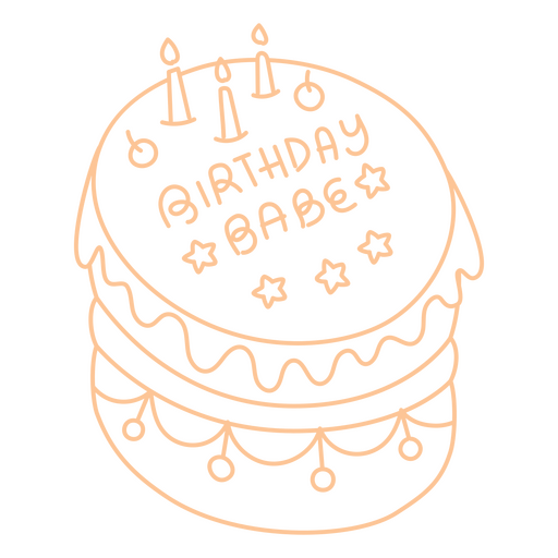 Cake stroke birthday babe PNG Design