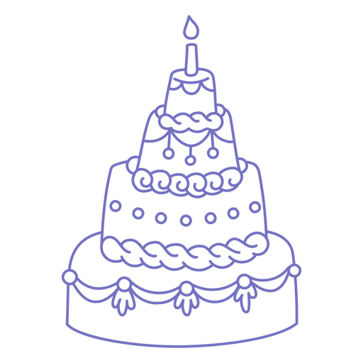 Victorian birthday cake stroke PNG Design