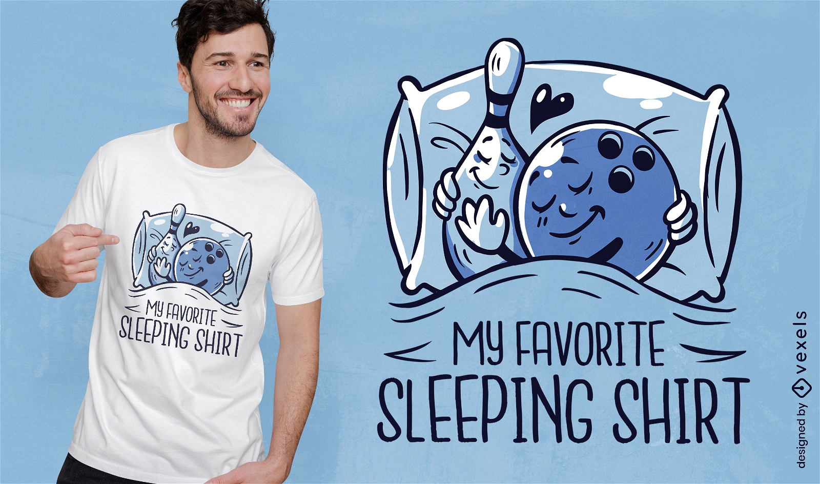 Design de camiseta de camisa de dormir de boliche