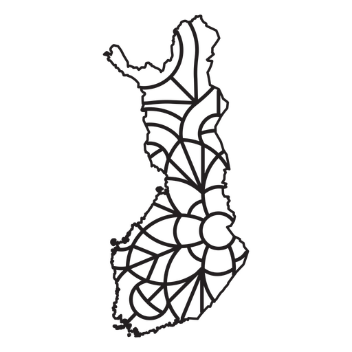 Karte im Mandala-Stil in Form von Finnland PNG-Design