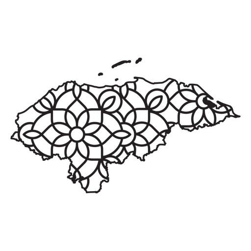 Karte im Mandala-Stil in Form von Honduras PNG-Design