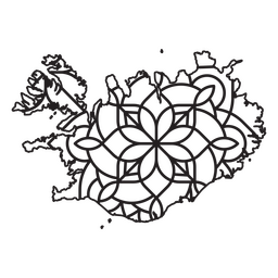 Mapa em estilo mandala em forma de Islândia Desenho PNG