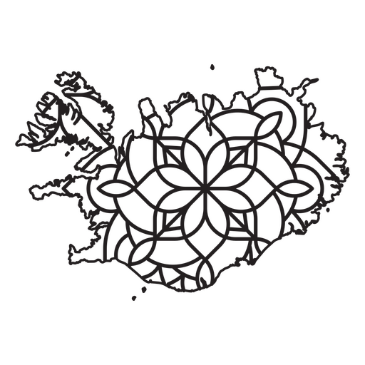 Mapa em estilo mandala em forma de Islândia Desenho PNG