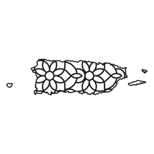 Mapa em estilo mandala em forma de Porto Rico Desenho PNG