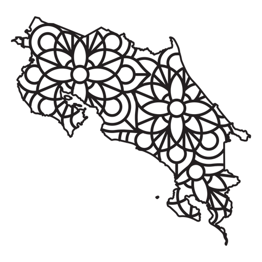 Karte im Mandala-Stil in Form von Costa Rica PNG-Design