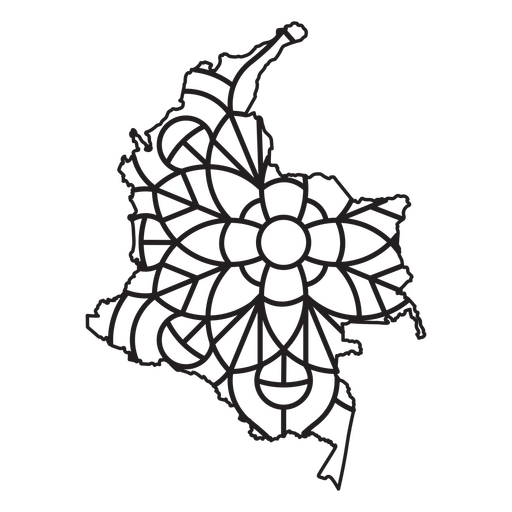 Mapa estilo mandala con forma de Colombia Diseño PNG