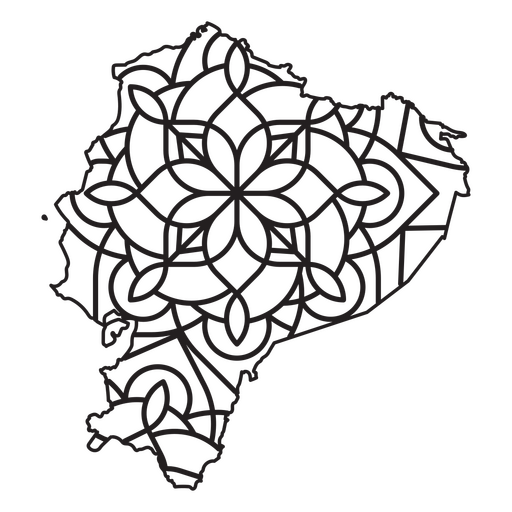 Mapa estilo mandala con forma de Ecuador Diseño PNG