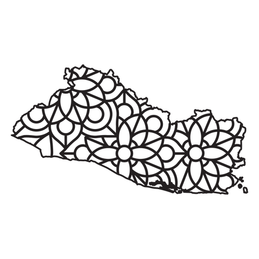 Mapa estilo mandala con forma de El Salvador Diseño PNG