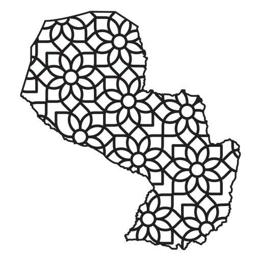 Mandala-style map shaped like Paraguay PNG Design