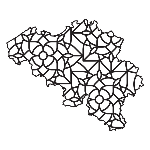 Mapa em estilo mandala em forma de Bélgica Desenho PNG