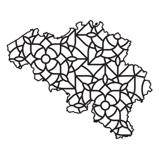 Mapa estilo mandala con forma de Bélgica Diseño PNG
