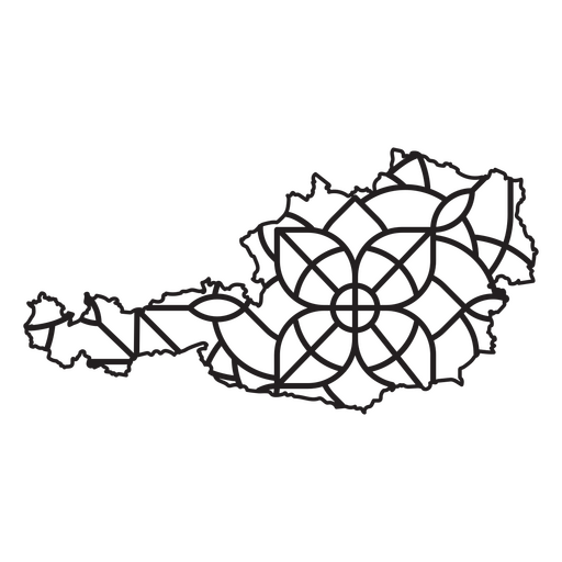 Karte im Mandala-Stil in Form von Österreich PNG-Design
