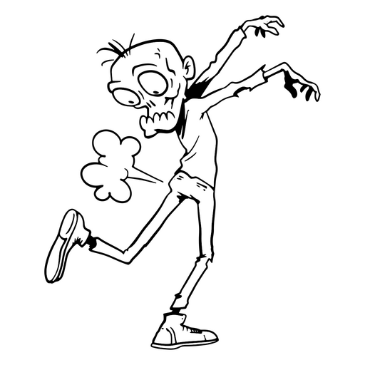Divertido dibujo de un zombi tirando pedos Diseño PNG