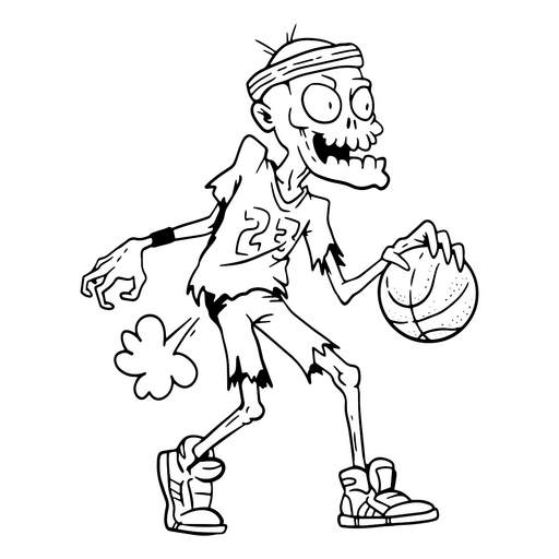 Zombie basketball player letting out a fart PNG Design