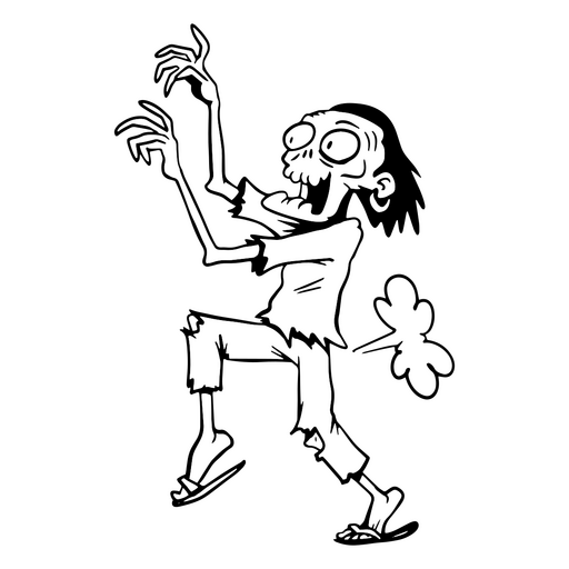 Imagem cômica de um zumbi soltando um peido Desenho PNG