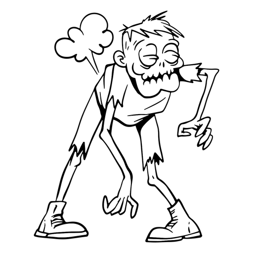 Representação peculiar de um zumbi peidando Desenho PNG