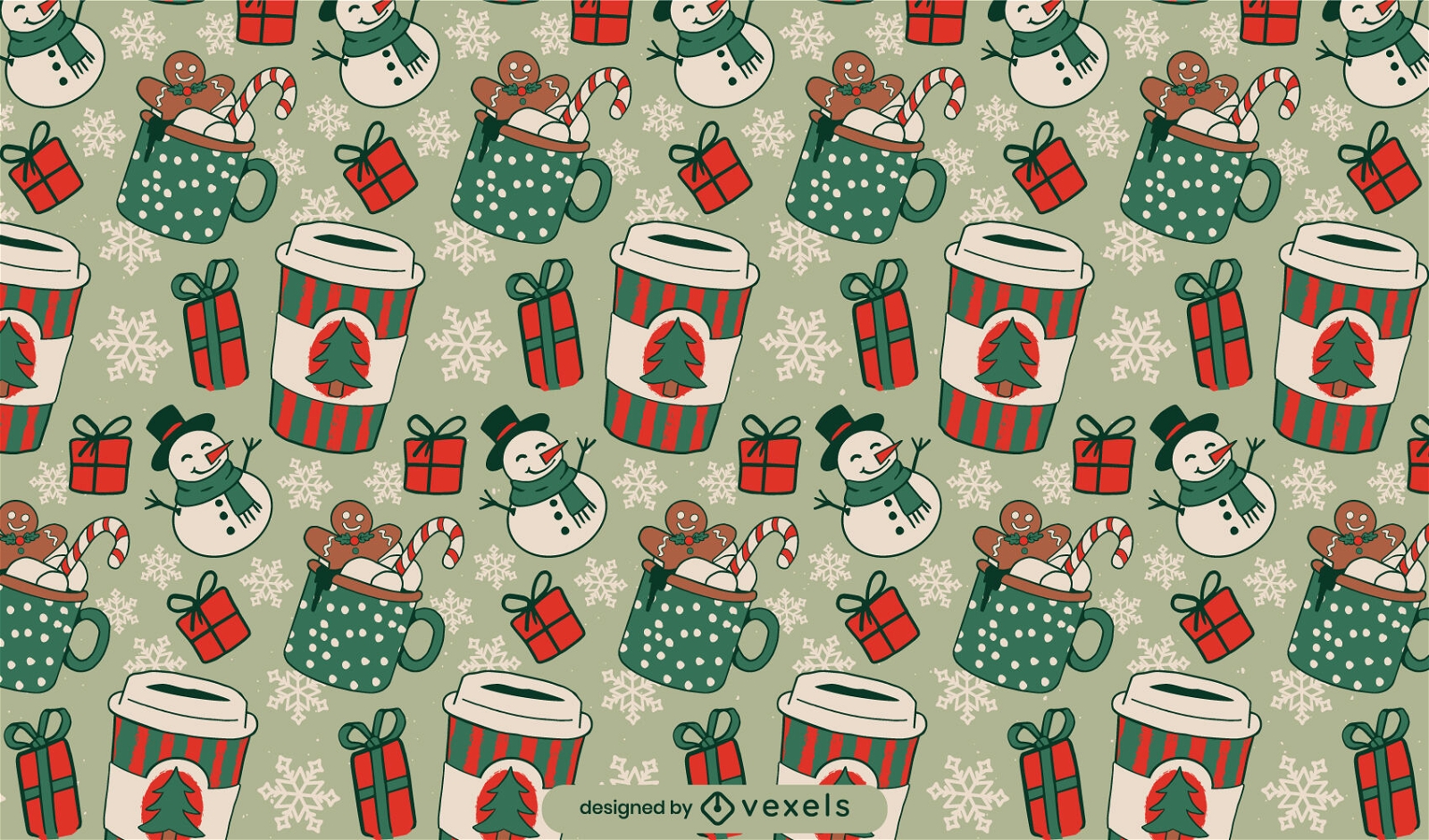 Christmas coffee pattern design