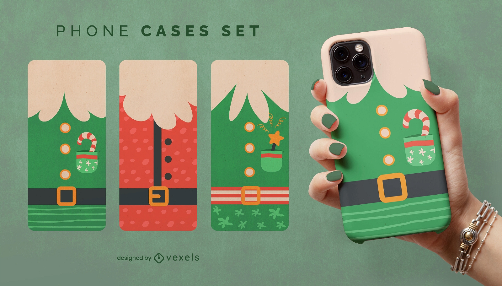 Elfos de Natal combinam com o conjunto de capas de telefone