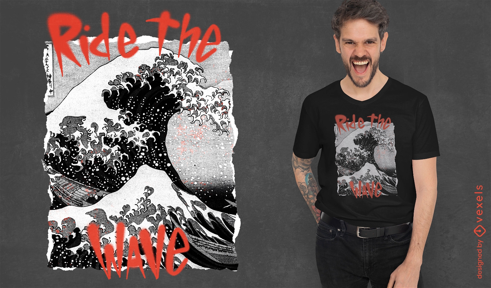 Ride the wave psd t-shirt design