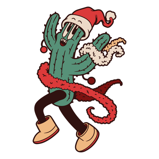 Christmas cactus cartoon PNG Design