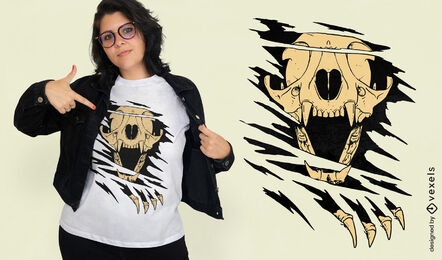 Skeleton Cat Scratch T-Shirt-Design