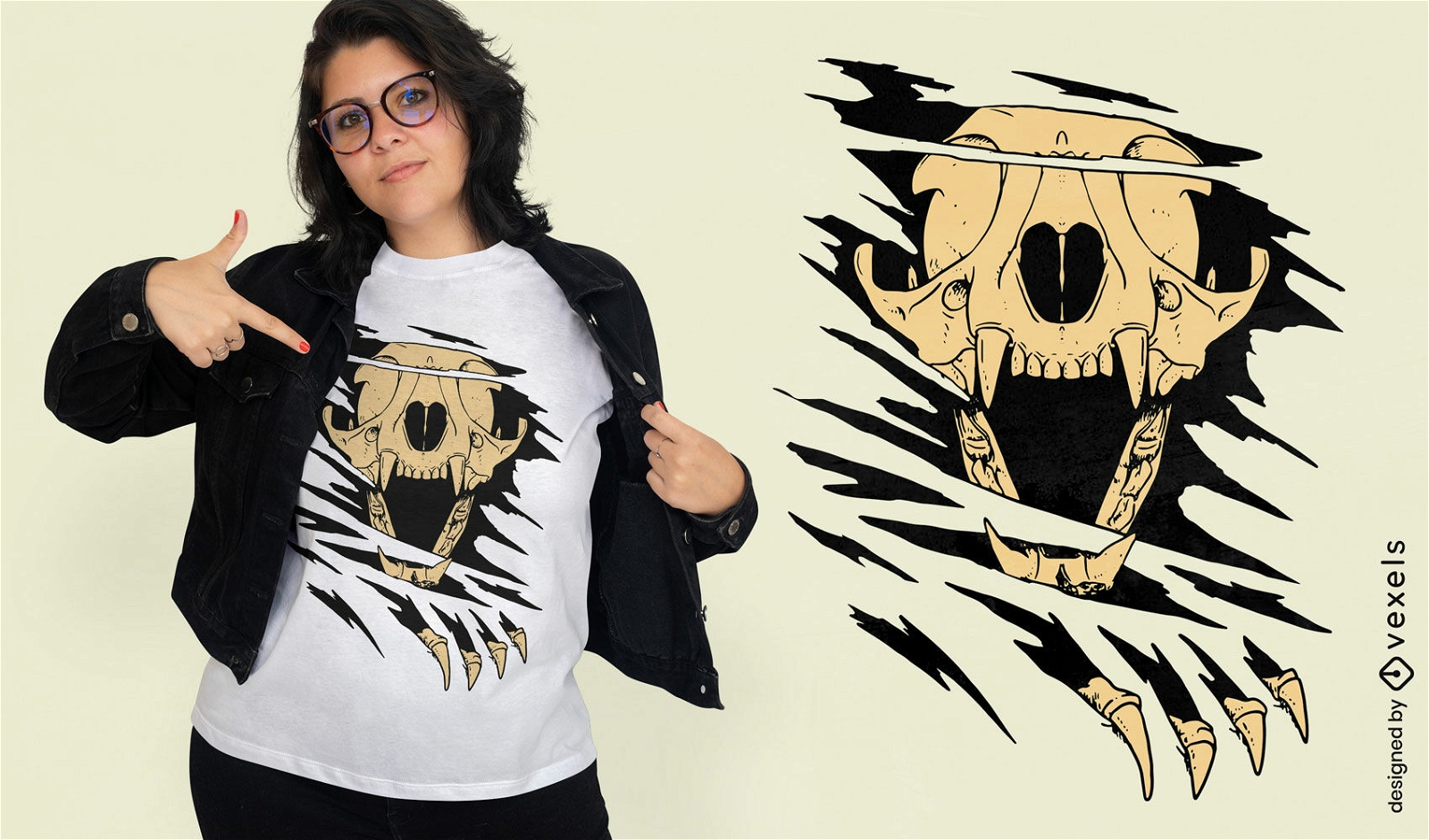 Skeleton cat scratch t-shirt design