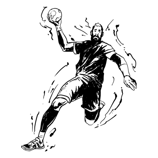 Jogador de handebol lançando uma bola Desenho PNG