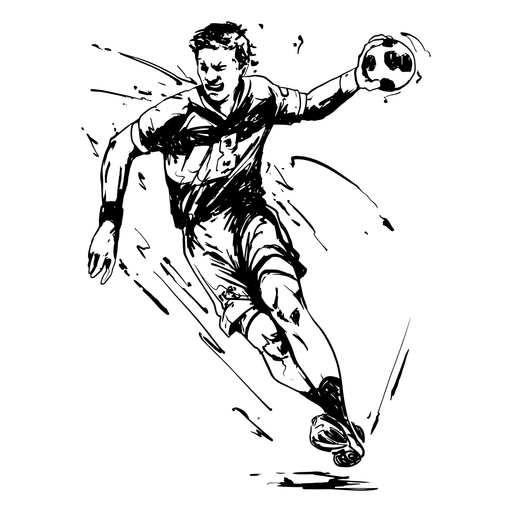 Atleta de handebol em ação Desenho PNG