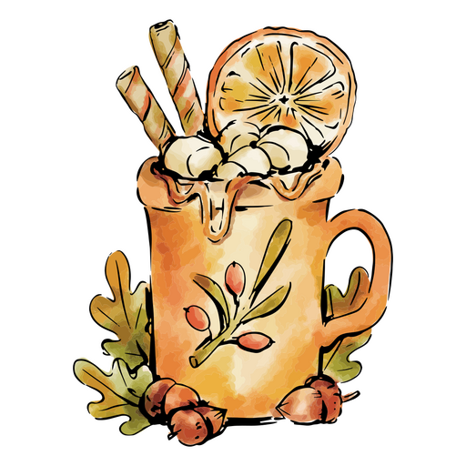 Watercolor seasonal drink PNG Design
