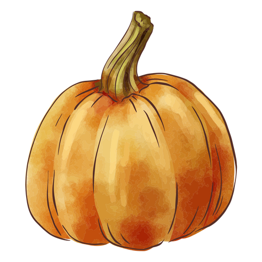 Representação em aquarela de uma abóbora de outono Desenho PNG