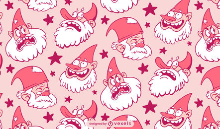 Cartoon gnomes faces pattern design